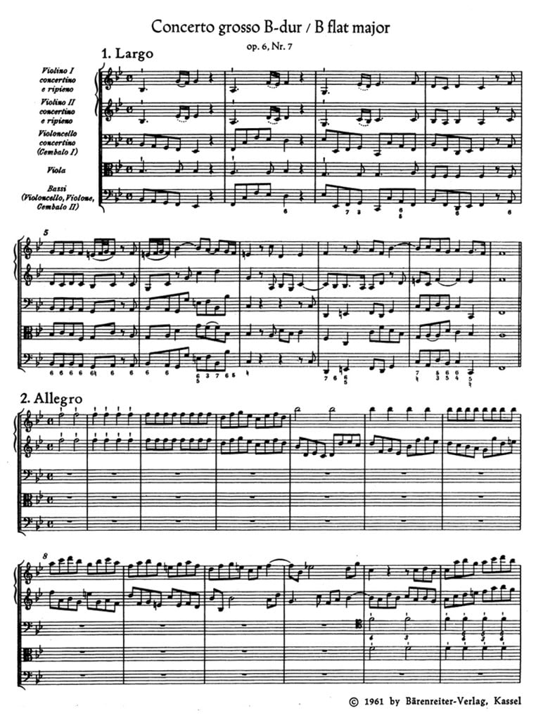 Concerto grosso B flat major op. 6-7 HWV 325